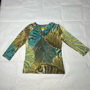 Ruby Rd. Teal and Brown Top